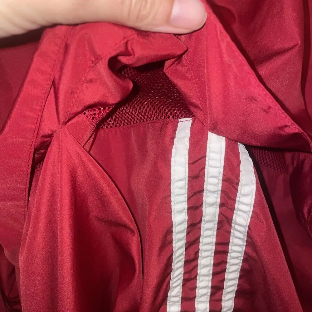 Adidas Windbreaker Jacket Mens 2XL Red‎ Maroon Lighweight Long Sleeve Pullover